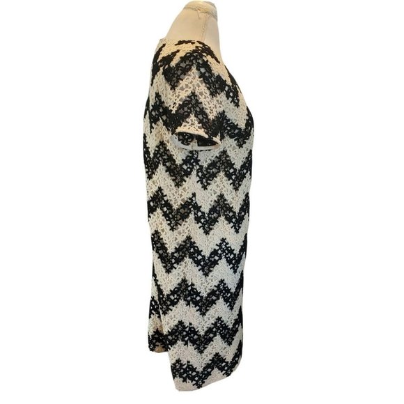 Talbots‎ 8 P Petite Crochet Floral Chevron Shift Dress Black Offwhite - Picture 3 of 9